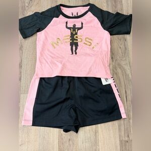 NWT Messi 2-Piece Athletic Set –‎ Size 4/5 (XS) – Pink & Black ⚽